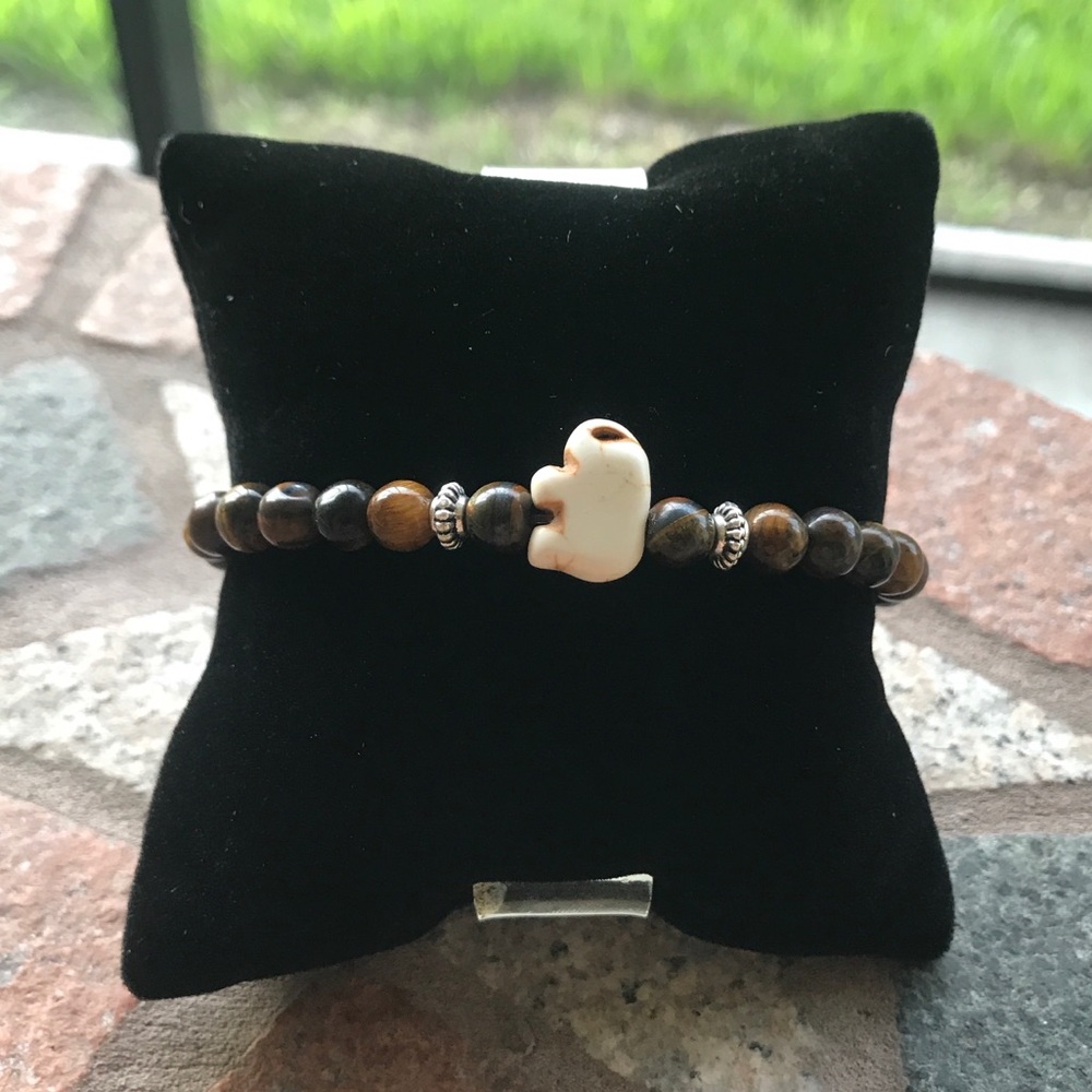 π΄SALE ! Tiger eye white elephant bead bracelet - Picture 4 of 9